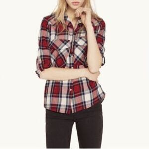 Zara Woman Premium Denim Collection  Plaid Top Size Medium